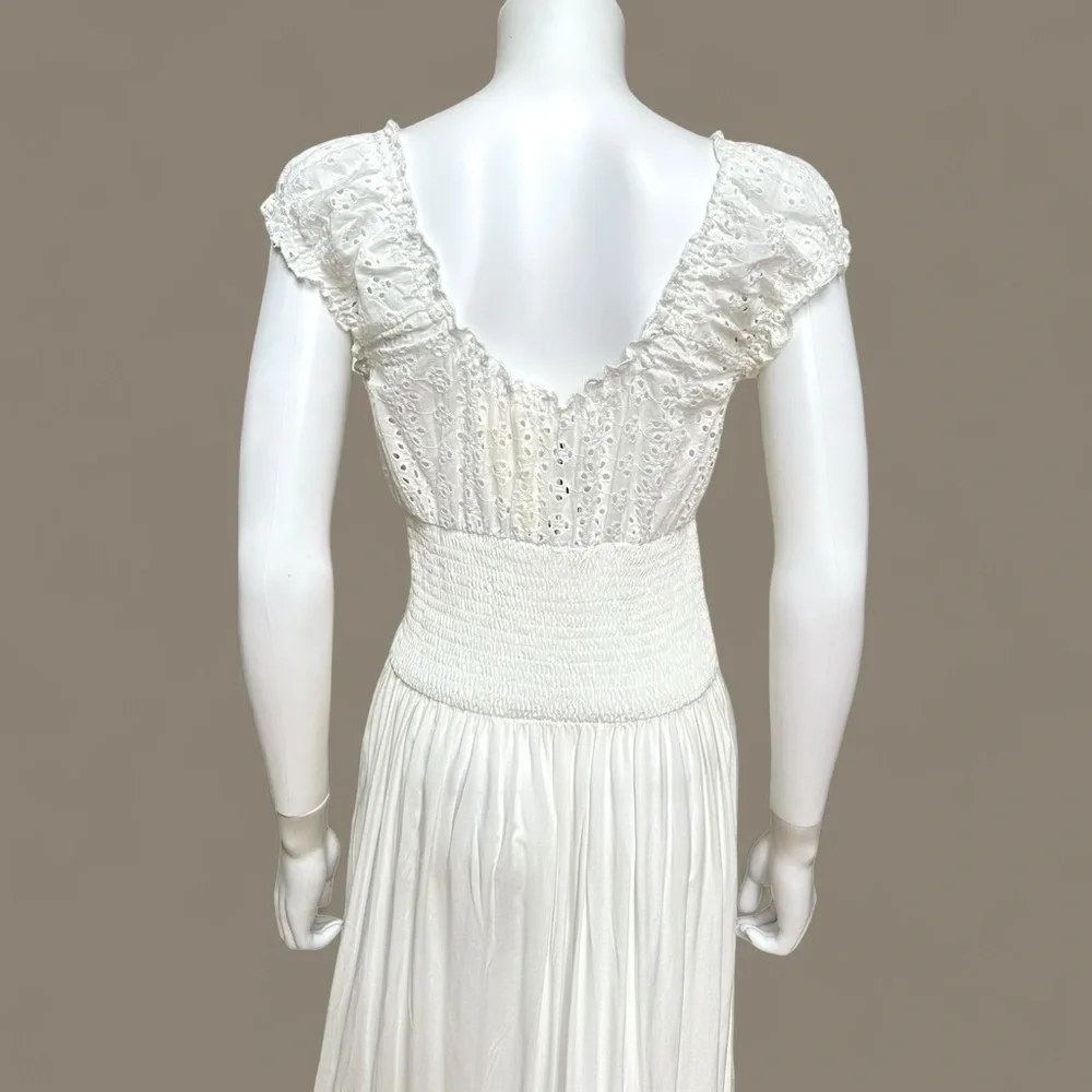 Solitaire Swim White Eyelet Maxi Tiered Dress, NWT, M - Picture 9 of 15